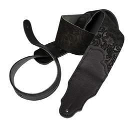 Franklin 2.5" Embossed Suede Guitar Strap - Black with Black Stitching