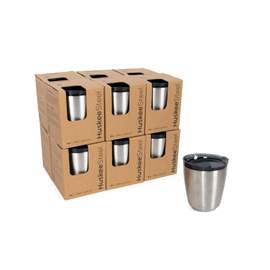 12x 8oz HuskeeSteel Cup & Lid - Brushed steel