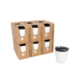 12x 8oz HuskeeSteel Cup & Lid - White