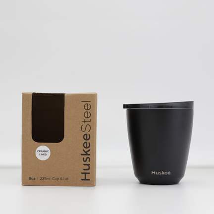 8oz HuskeeSteel Cup & Lid - Black