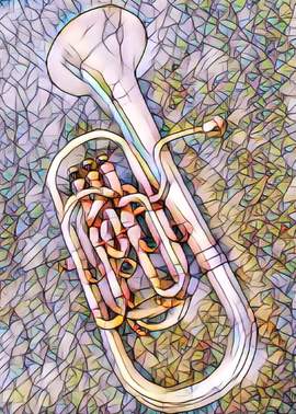 Greetings Card Baritone Horn Mosaic Design