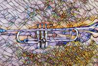 Greetings Card Trumpet Mosaic Design