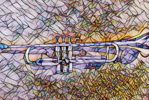 Greetings Card Trumpet Mosaic Design