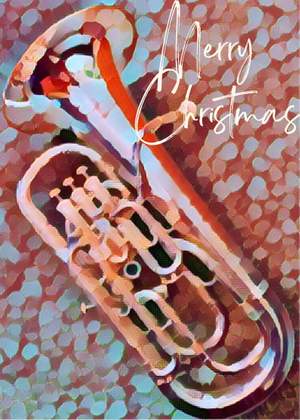 Greetings Card Euphonium Merry Christmas