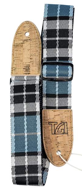 TGI Guitar Strap Woven Cotton Vegan - Blue Tartan