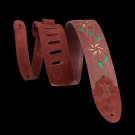 Levy's Flowering Vine Leather - Leather Burgundy with Yellow Flowers