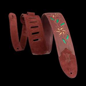 Levy's Flowering Vine Leather - Leather Burgundy with Yellow Flowers