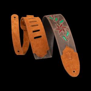 Levy's Flowering Vine Brown Leather Strap - Red Flowers Green Leaves