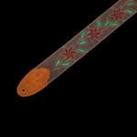 Levy's Flowering Vine Brown Leather Strap - Red Flowers Green Leaves Product Image