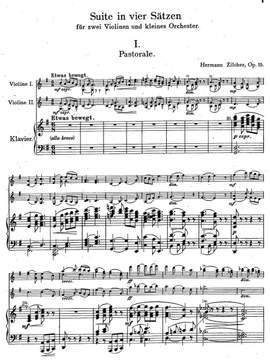Zilcher, Hermann: Suite for 2 violins and small orchestra Op. 15 (Edition for 2 violins & piano / piano reduction & 2 parts)