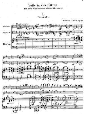 Zilcher, Hermann: Suite for 2 violins and small orchestra Op. 15 (Edition for 2 violins & piano / piano reduction & 2 parts)