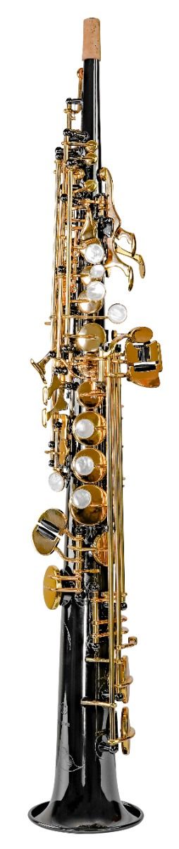 Trevor James EVO Soprano Saxophone - Black Plated Gloss, Gold Lacquer Keywork