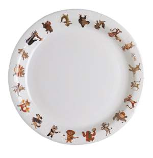 Paper Plate bauxili Animals 10x23cm Ø