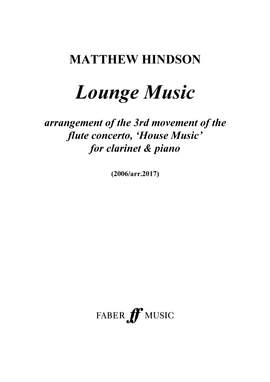 Matthew Hindson: Lounge Music