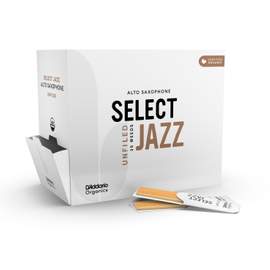 D'Addario Organic Select Jazz Unfiled Alto Saxophone Reeds, Strength 2 Hard, 25-Pack