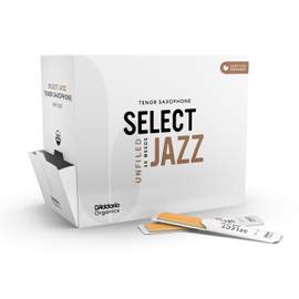 D'Addario Organic Select Jazz Unfiled Tenor Saxophone Reeds, Strength 3 Soft, 25-Pack