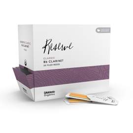 D'Addario Organic Reserve Classic Bb Clarinet Reeds, Strength 3.5, Individually-Sealed, 25-Pack