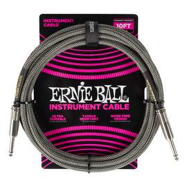 Ernie Ball 10' Braided Strt/strt Cable - Silver Fox