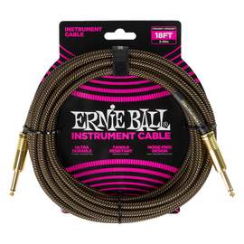 Ernie Ball 18' Braided Strt/strt Cable - Pay Dirt (gld)