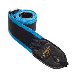 Blue stripe webbing guitar strap