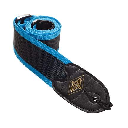Blue stripe webbing guitar strap