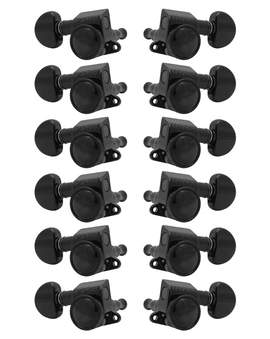 Grover roto-grip mini machine heads 12 string - black chrome