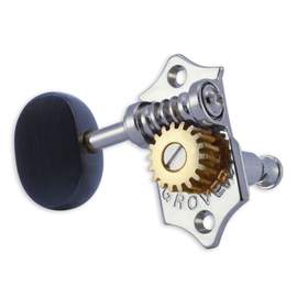 Grover sta-tite u98 series geared ukulele pegs ebony buttons - chrome