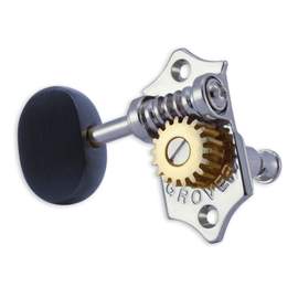 Grover sta-tite u99 series geared ukulele pegs ebony buttons - chrome