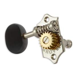 Grover sta-tite u99 series geared ukulele pegs ebony buttons - nickel