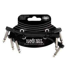 Ernie Ball 3" Flex Patch Cable - Black - 3-pack