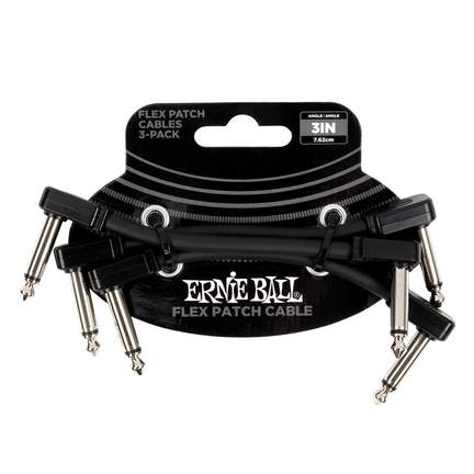 Ernie Ball 3" Flex Patch Cable - Black - 3-pack