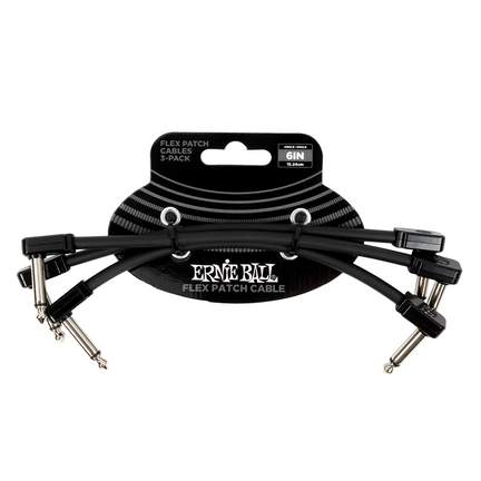 Ernie Ball 6" Flex Patch Cable - Black - 3-pack