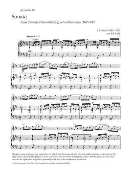 Bach, Johann Sebastian/Blackwell, Kathy & David: Sonata from Cantata BWV 182