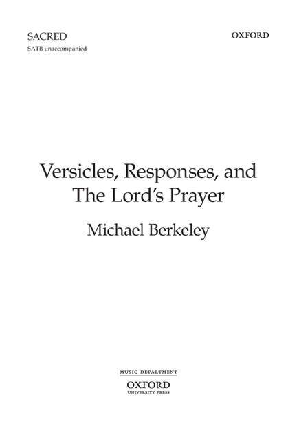 Berkeley, Michael: Versicles, Responses, and The Lord's Prayer