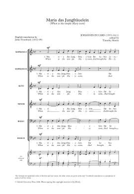 Eccard, Johannes and Morris, Timothy: Maria das Jungfräuelein