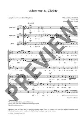 de Lassus, Orlande: Adoramus te, Christe (a 3)