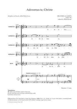 de Lassus, Orlande: Adoramus te, Christe (a 5)