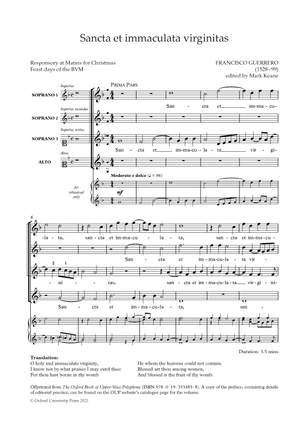 Guerrero, Francisco and Keane, Mark: Sancta et immaculata virginitas