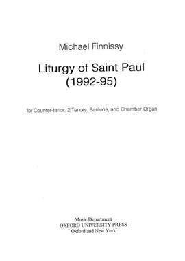 Finnissy, Michael: Liturgy of Saint Paul