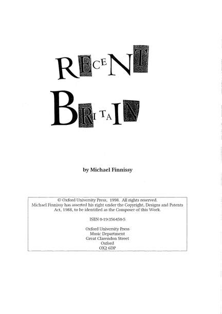 Finnissy, Michael: Recent Britain