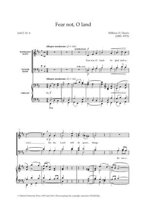 Harris, William H.: Fear not, O land