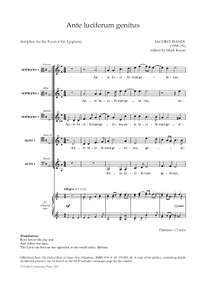 Handl, Jacobus: Ante luciferum genitus