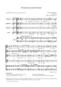 Handl, Jacobus: O sacrum convivium