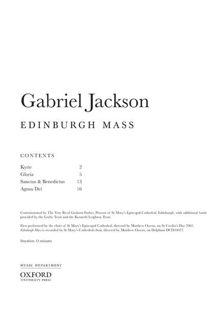 Jackson, Gabriel: Edinburgh Mass