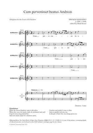 Massaino, Tiburzio: Cum pervenisset beatus Andreas