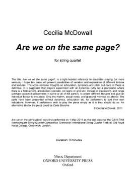 McDowall, Cecilia: Are we on the same page?