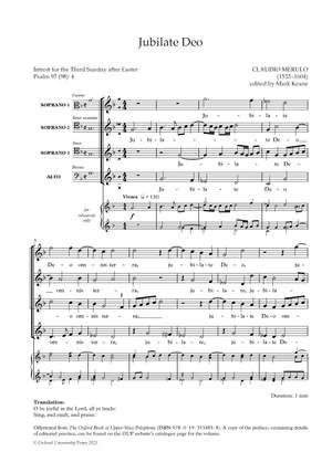 Merulo, Claudio and Keane, Mark: Jubilate Deo