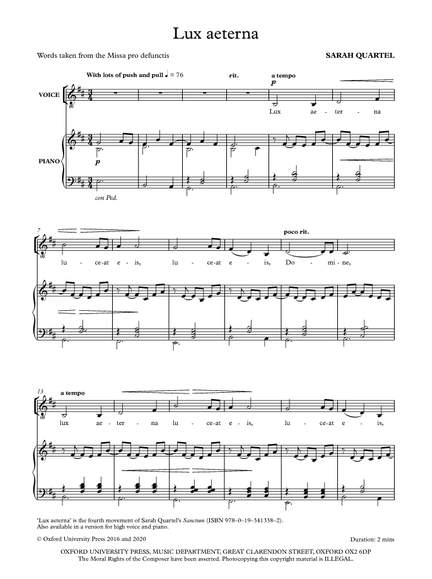 Quartel, Sarah: Lux aeterna