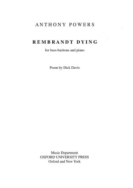 Powers, Anthony: Rembrandt Dying