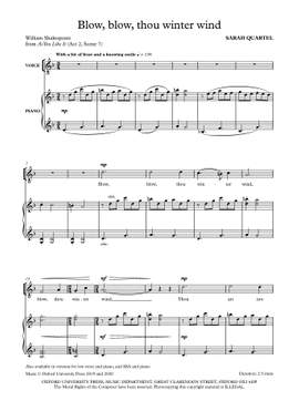 Quartel, Sarah: Blow, blow, thou winter wind